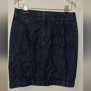 Pilcro and the Letterpress Anthropologie dark wash denim pencil mini skirt 27